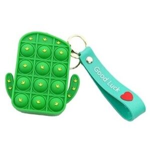 Pop Coin Purse Keychain Kawaii Cute Cactus Silicone Fidget Game Small Wallet